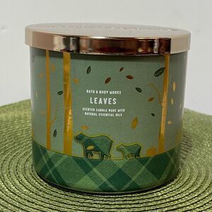 BBW Leaves 3 Wick Scented Candle NWT
